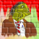 The man on the cover to Live, throwing copper...Painted on a brick wall. by Blue Indigo