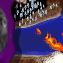 shrooms + river + purple goo = happy fun time! OR quick! hide! it's the cops! by alpineguy