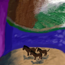 Them horses are wondering what´s in that cave behind the drape!? by ize