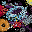 hyperspace-flipper having a coffeebreak at the outpost of the doughnut-planet by fidgit