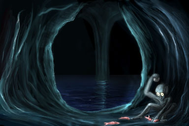 Gollum in his cave - "little fishiiissssh..." by Reko
