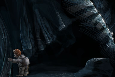Bilbo spies on Gollum near a rich vein of mithril by Reko