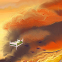 bed flying in sky by DMITRI