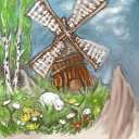 sheep in front of the birchmill by fidgit