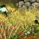 harvesting farmer and a cat called poppy by fidgit