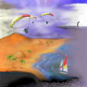 the cow ate the beach and the paragliders! by rympit