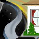 Please absolve, it's bad. There's a house to the right, a cube below, and a sign in space on the left. If I didn't do it, who would 'ave. by dari