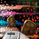 toast..floating checkerboard tiles..particle rays! what more could you want from a tile? ;D by kemical