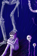 misery, caught between skelleton and pumpkinheads by ireenquench