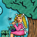 Little Miss Muffet sat on her tuffet, eating her turds and hay. by UglyKaterpillar