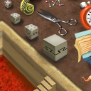 Two puzzles: 1) my signature is hidden somewhere in this tile 2) the cube appears to be constructed in two pieces, yet it appears to be impossible to put together or take apart because all faces of the assembled cube are identical ... can you find the solutions? by TeXeL