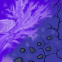 the battle of the firey purple flame, the small yet strong blueish figures, and the winding dark vines by DanPerkins