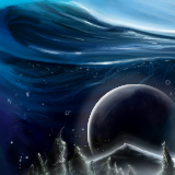 underwater lunar eclipse+aurora over snowy arctic forest by kirbyUFO