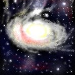 Whisps of Hydrogen Atoms converge under their own gravity to form a baby Spiral Galaxy. by Aismov