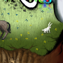 Grass, bunny, horse butt, and what may become a hand. by gecko
