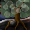 tree on a hillside by Kim