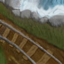 On your left, a waterfall gently crashes into some rocks. by antaydos