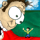 Leprechaun on shoulder showing the way by eto