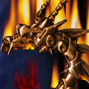 The dragon was drawn by hand based on a keyring I bought from Japan, then scanned and coloured in with Photoshop. The fire is just done with a Photoshop plug-in, no talent involved. by ferretallica