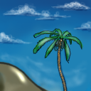 Palm tree with clouds. by gecko