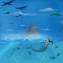 Distant paradise and mermaid. by gecko