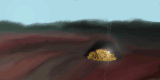 A gleam of gold in a distant cave by Yadoking