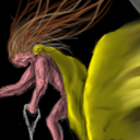 Naked superhero with a yellow cape. by nickel