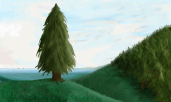 Tree on  a hill. Hmm, I may just make a trip to the snack-car again. Mmm, snack car. by maxtuckett