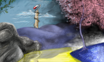 Hallucinations? Purple hills, tower of pills and a stupid yellow pond... by Primal_r