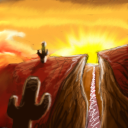 Pink river on a desert sunset by nickel