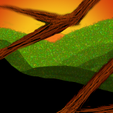 Sunset over a landscape seen from the forrest by takkie