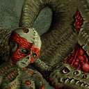 Pure "Red Mask" zombie has find nobody to kill, so he had to rip his best friend - the Dragon. That is why he is so sad. by Damien_Dark