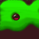 Big green blob with shiny red marble by Dalejrluva