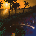 wanted to change up the emotion a bit with an oragen sunset... didnt know what to do with the blue sky so made a night-time star cluster... by italianize