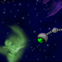 purple waves, green nebula, and an alien probish thingy.... don't ask bout the last part, it was a filler. by Ice Punk