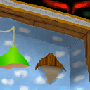 a corner in a room with sky wallpaper. by kaol