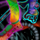 nightmares of the space weather forecast. now, with scary neon. by oranje