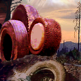 social commentary? Tire sculptures on the trash by miskate