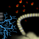 blue flashs 'n' red flames by BlackZombie