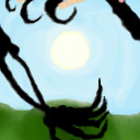 Three burial mounds and a skeleton sillohette (trying to be abstract as possible) by Kiangshi