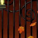 Falling leaves, iron gate & lantern (great borders to work with!) by jeffery