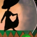 silhuette of witch turning day into night, while walking on the fence by voidmain