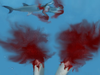 he chops his legs off in desperation, and soon realised that it doesn't helped him very much. by heinzon