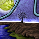 Moon, Tree, Shore by BlackZombie
