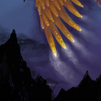 A Fiery Wing Passes the Mountains by gecko