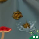 My first Tile. Falling Asteroids, mushrooms, and a green imp-thing. What more could you want? by stickboy