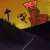 Newsflash: Agent  X barely escapes from the Top Secret Acme Factory! by empyrean