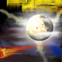 moon and aurora, a bit of blurry lightning, too. by matic