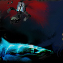 Scuba diver sorrounded with blood and a Great White shark, geting closer!!!! by MDx3000