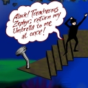 "Alack! Treacherous Zephyr, return my Umbrella at once!" by Cerulean